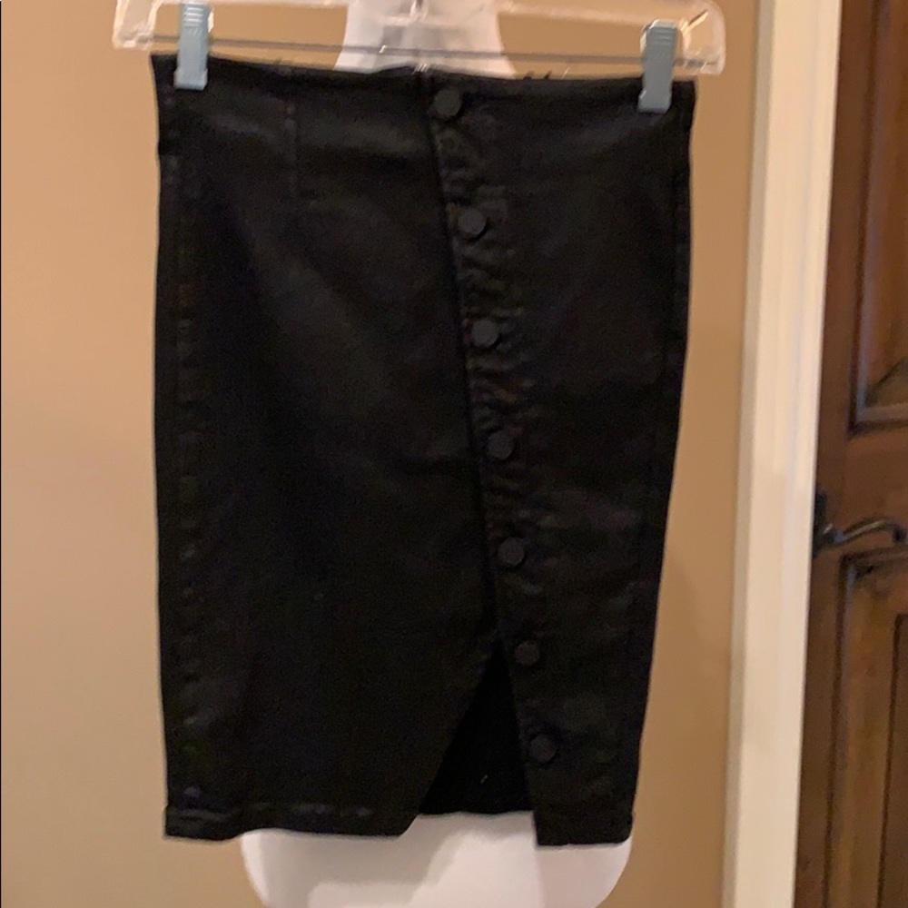 Stretch glazed denim skirt